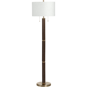 Wood & Metal Floor Lamp With Linen Shade