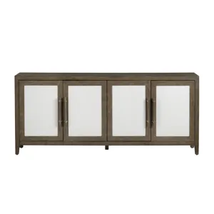 Deep Brown 4-door Rattan Media Credenza/sideboard