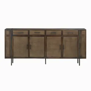Dark Cherry Brown 4-door, 4 Drawer Media Credenza/sideboard