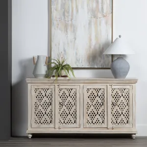 Solid Wood 4-door Media Credenza/sideboard