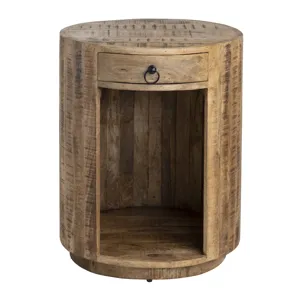 Solid Mango Brown Round Accent/end Table