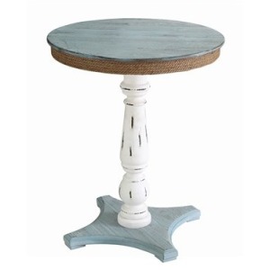 Sea Isle Two Tone Rustic Coastal Wood And Rope Apron Accent Table