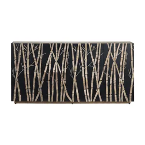 Brown & Black 4-door Media Credenza/sideboard