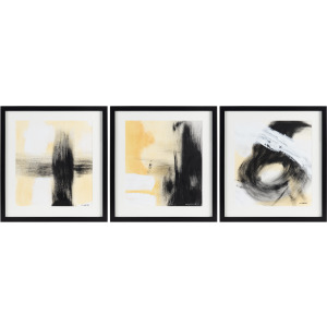 Oil Painting On Paper, With Black Solid Wood Outer Frame, Mat Board Under Glass, 1set Ups Pack