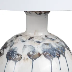Blue And White Ceramic Table Lamp With Empire Shade And Rotary Switch.