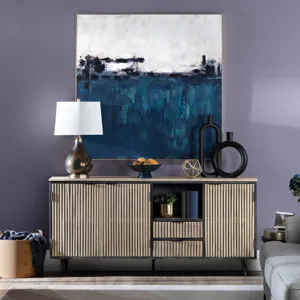 Solid Wood & Metal 3-door, 2-drawer Media Credenza/sideboard