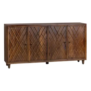 Solid Wood 4-door Media Credenza/sideboard