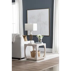 Resin Table Lamp With Coastal Fish Design And Linen Shade