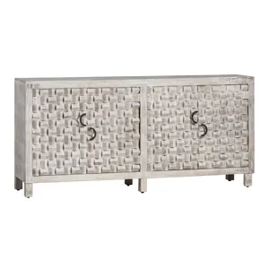 White-washed Mango Wood 4-door Sideboard