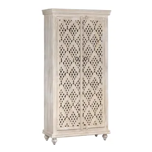 Lattice Two-door Tall Curio Cabinet
