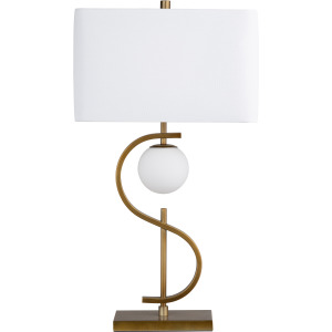 Metal Table Lamp With Nightlight With Linen Shade
