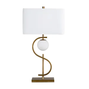 Metal Table Lamp With Nightlight With Linen Shade