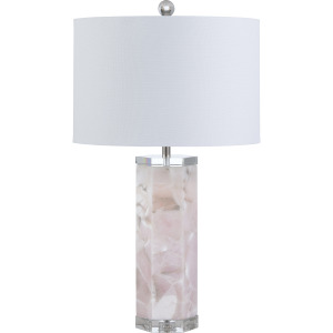 Pink Crystal Base Heidi Table Lamp & Nightlight With White Linen Shade