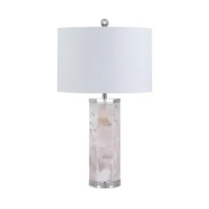 Pink Crystal Base Heidi Table Lamp &amp; Nightlight With White Linen Shade