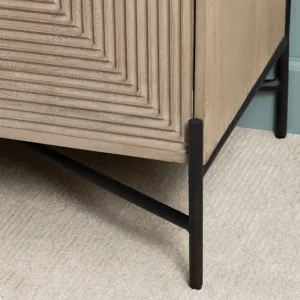 Brown Solid Wood And Metal 4-door Media Credenza/sideboard