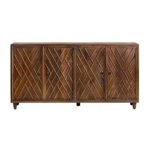 Solid Wood 4-door Media Credenza/sideboard