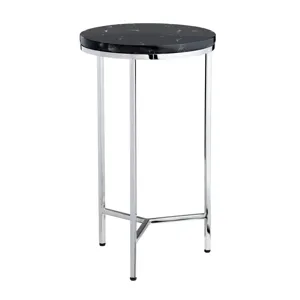 Black Marble Round Accent/end Table
