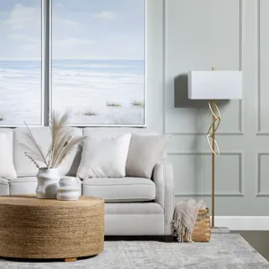 Metal Floor Lamp With Linen Shade