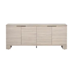 Cream Wood 4-door Reeded Media Credenza/sideboard