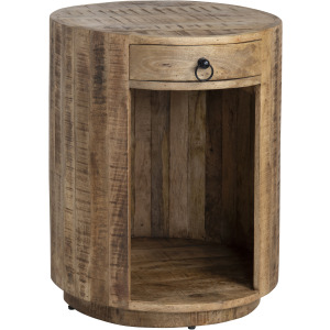 Solid Mango Brown Round Accent/end Table
