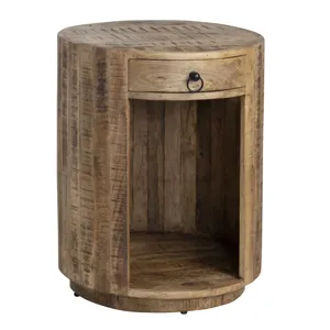 Solid Mango Brown Round Accent/end Table
