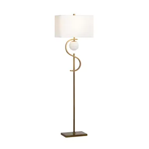 Metal Floor Lamp With Led Night Light And Linen Shade