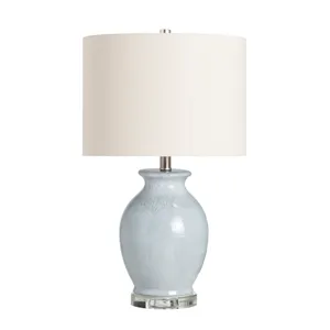 Set Of 2 Ceramic & Crystal Base Table Lamp With Linen Shade