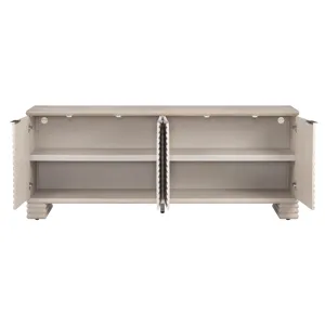 Cream Wood 4-door Reeded Media Credenza/sideboard
