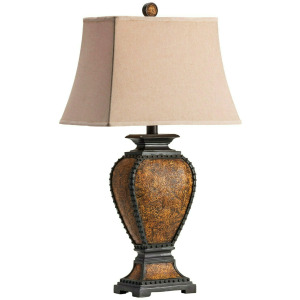 Tooled Leather Table Lamp