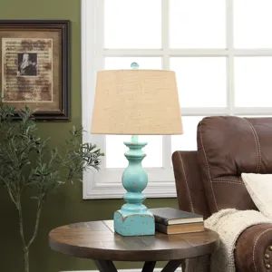 Kirksey Resin Distressed Turquoise Table Lamp