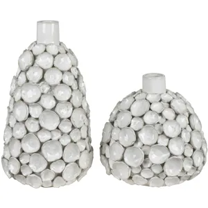 Emile 2-piece Textured White Ceramic Vase Set