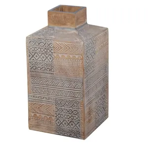 Taos Large Carved Square Vase