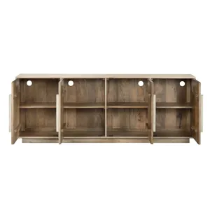 Natural Brown 4-door Media Credenza/ Sideboard