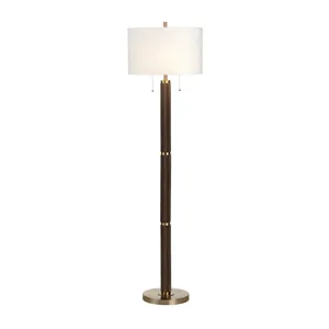 Wood & Metal Floor Lamp With Linen Shade