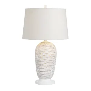 Set Of 2 White Rattan/bamboo Table Lamp With Linen Shade