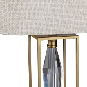 Crystal & Metal Table Lamp With Linen Shade