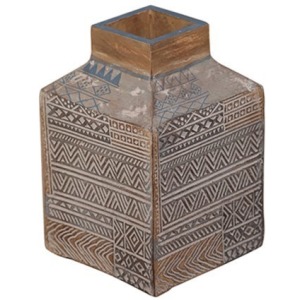 Taos Small Carved Square Vase