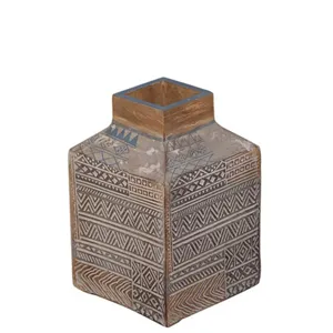Taos Small Carved Square Vase