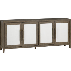 Deep Brown 4-door Rattan Media Credenza/sideboard