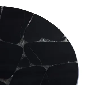 Black Marble Round Accent/end Table