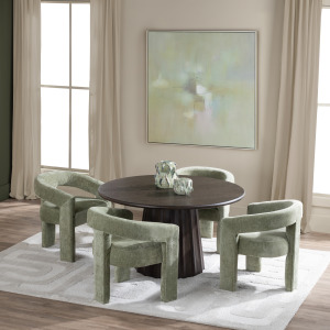 Set Of 2 Green Upholstered Dining/arm Chair