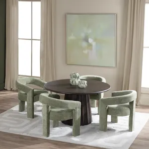 Set Of 2 Green Upholstered Dining/arm Chair