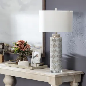 Set Of 2 Ceramic Table Lamp With Linen Shade