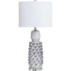 Set Of 2 Textured Ceramic Lamps With Drum Shades