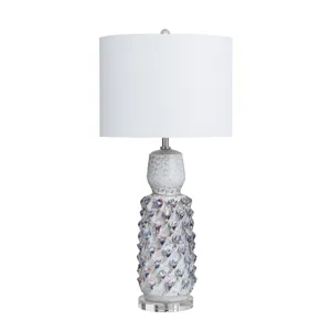 Set Of 2 Textured Ceramic Lamps With Drum Shades