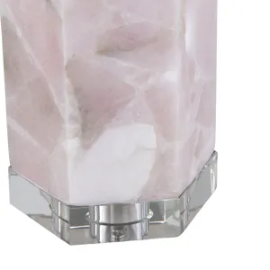 Pink Crystal Base Heidi Table Lamp &amp; Nightlight With White Linen Shade