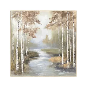 Birch Haven Rustic Nature Framed Canvas Wall Art