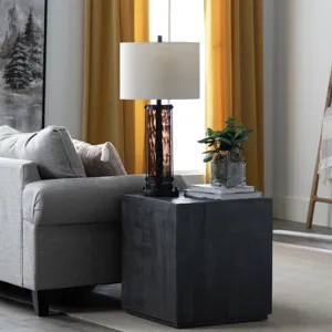 Set Of 2 Crass & Metal Table Lamp With Nighlight And Linen Shade