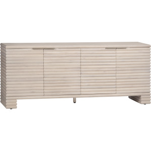 Cream Wood 4-door Reeded Media Credenza/sideboard