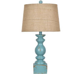 Kirksey Resin Distressed Turquoise Table Lamp